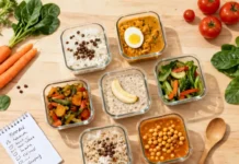 How to Create a Balanced Weekly Meal Plan on a Budget: Save 40% on Groceries Balanced weekly meal plan prep containers with home-cooked budget meals on a wooden table