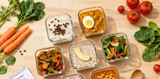 How to Create a Balanced Weekly Meal Plan on a Budget: Save 40% on Groceries Balanced weekly meal plan prep containers with home-cooked budget meals on a wooden table