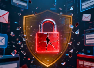 How to Check Data Breach Exposure: Was Your Personal Data Leaked? Check data breach exposure — cracked padlock with leaked data icons on dark background