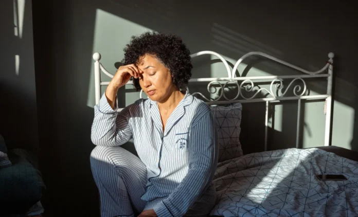 Person showing signs of chronic fatigue physical mental — split image of body exhaustion and brain fog side by side
