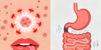 Food allergy vs intolerance — visual comparison showing immune system vs digestive system reactions with symptoms chart