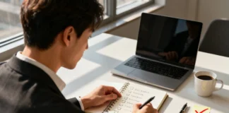 How to prioritize tasks — business professional organizing urgent tasks at a modern desk