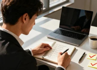 How to Prioritize Tasks When Every Business Problem Feels Urgent How to prioritize tasks — business professional organizing urgent tasks at a modern desk
