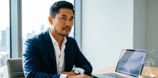 A small business owner reviewing documents to set up a business bank account without hidden fees