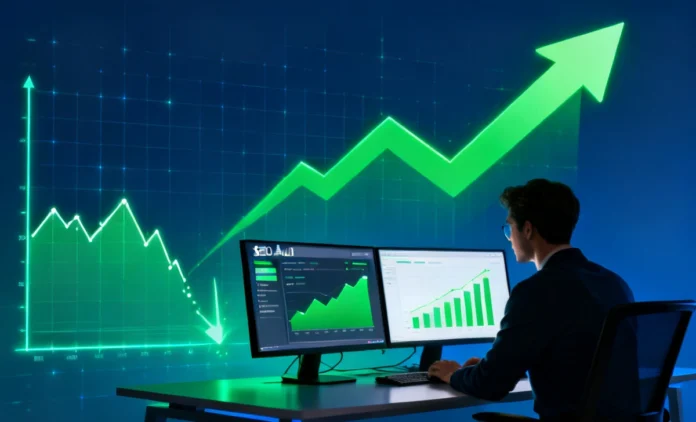 How to Recover Traffic After a Google Algorithm Update Recover traffic after update — SEO analyst reviewing Google algorithm recovery dashboard with rising graph