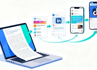 How to Repurpose Article Into Social Posts (5 Formats That Actually Work) Infographic showing how to repurpose article into social posts across 5 platforms including Instagram, Twitter, and LinkedIn