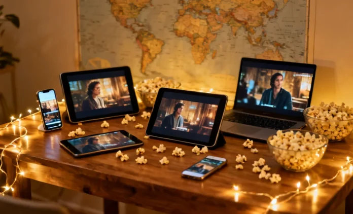 virtual watch party with friends syncing movies across time zones