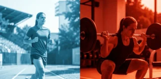 Aerobic vs anaerobic exercise — jogger and sprinter side by side comparison