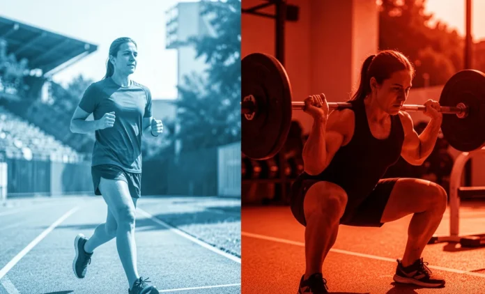 Aerobic vs anaerobic exercise — jogger and sprinter side by side comparison