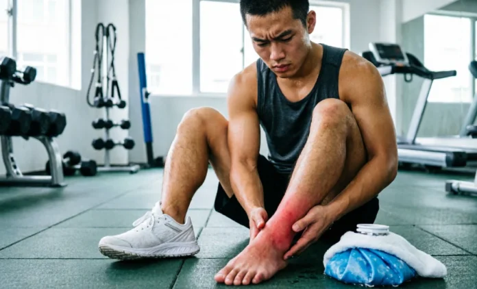 Ankle Sprain Needs Doctor - Decision Guide Person holding swollen ankle wondering if ankle sprain needs doctor visit or home rest treatment