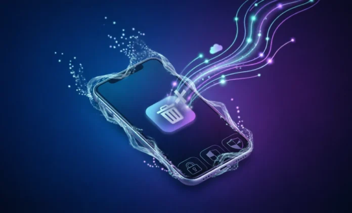 App tracking after deletion showing smartphone with hidden data trails