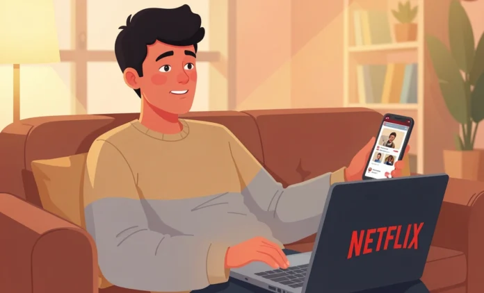 Avoid Netflix Show Spoilers - Social Media Protection Guide Person using Reddit tips to avoid Netflix show spoilers on social media with muted keywords and protected feed