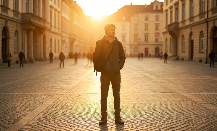 How to Avoid Overtourism at Popular Destinations — Early Morning Travel Tips Solo traveler exploring a famous landmark early morning to avoid overtourism at popular destinations