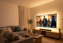 Budget Home Entertainment Setup: Build a Great System for Less budget home entertainment setup with wall-mounted TV and soundbar in a cozy living room