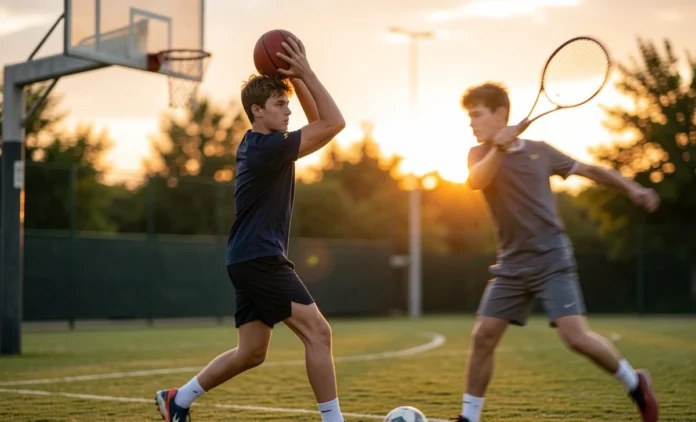 Beginner athlete working to build muscle memory sports skills through focused repetition and practice drills