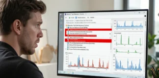 Person using Task Manager to check malware without software on Windows PC