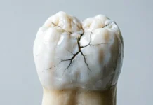Chewing Ice Tooth Damage: What Your Dentist Actually Sees Close-up view of chewing ice tooth damage showing microscopic cracks and hairline fractures in tooth enamel under dental magnification