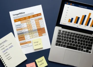 Competitive Analysis Product Launch: Step-by-Step Guide (2026) competitive analysis product launch desk setup with competitor chart and research notes