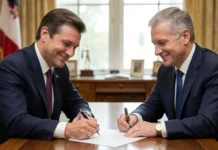 Conflict of Interest Business Partnership: Warning Signs, Legal Risks & How to Handle It Two business partners in a conflict of interest business partnership meeting, one secretly signing a hidden deal