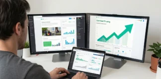 Content pruning small blogs workflow showing analytics dashboard with before/after SEO traffic improvement and optimization checklist