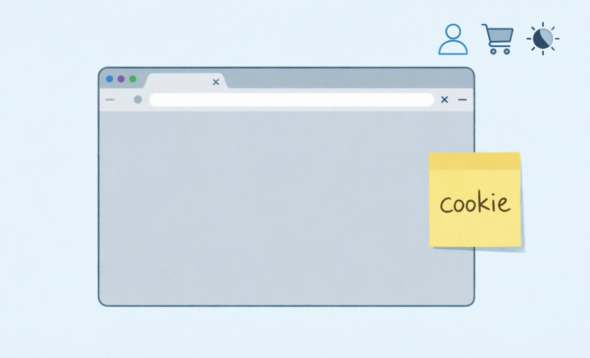 Cookie consent popup explained - visual analogy of website cookies as sticky notes remembering user preferences