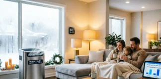 dehumidifier lower heating bills in winter living room with condensation control