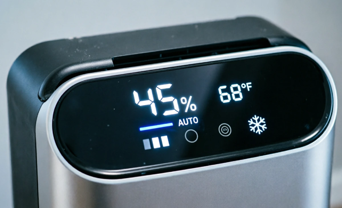 dehumidifier control panel settings 45% humidity to lower heating bills winter