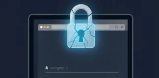 Incognito mode browser window with cracked padlock showing Incognito Mode Save Passwords can still be saved