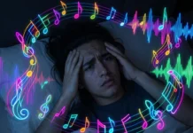 Earworm Removal Techniques That Work: Stop Stuck Songs in Minutes Person struggling with earworm at night trying earworm removal techniques that work to stop stuck song