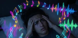 Person struggling with earworm at night trying earworm removal techniques that work to stop stuck song