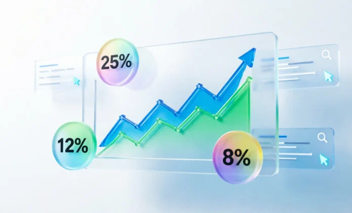 Good CTR Organic Search Benchmarks by Position 2026 Dashboard showing good CTR organic search metrics with ranking position benchmarks and percentage data