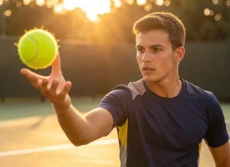 Hand-Eye Coordination Drills Sports Athletes Swear By (Faster Reflexes in 3 Weeks) Athlete performing hand-eye coordination drills sports, catching a tennis ball mid-air