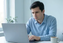 Handle Late Paying Client: 3 Polite Scripts That Actually Work Freelancer learning how to handle late paying client professionally at home office desk with overdue invoice on laptop screen