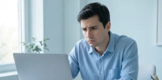 Freelancer learning how to handle late paying client professionally at home office desk with overdue invoice on laptop screen