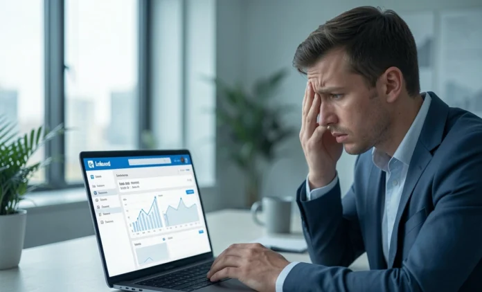 LinkedIn Newsletter Analytics Missing Troubleshooting Guide 2026 LinkedIn newsletter analytics missing - frustrated marketer viewing blank dashboard metrics