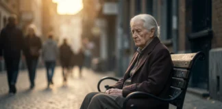 Elderly person sitting alone on park bench representing how loneliness ages body faster and impacts long-term health