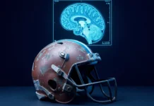 New Concussion Study Effects: One Season of Sports Can Change Your Brain new concussion study effects — athlete holding helmet beside glowing MRI brain scan
