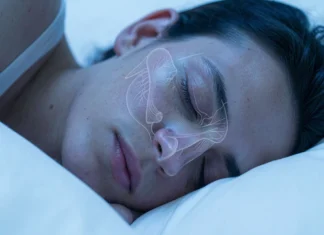 How Nose Shape Affects Breathing at Night: Signs, Causes & Fixes Person sleeping with nasal anatomy diagram showing how nose shape affects breathing during sleep