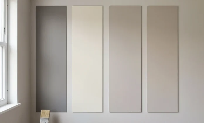 https://wexjournal.com/wp-content/uploads/2026/05/paint-finish-for-rooms-comparison-guide.webp Four paint finish types — flat, eggshell, satin, and semi-gloss — shown as wall samples in a naturally lit room, illustrating the best paint finish for rooms