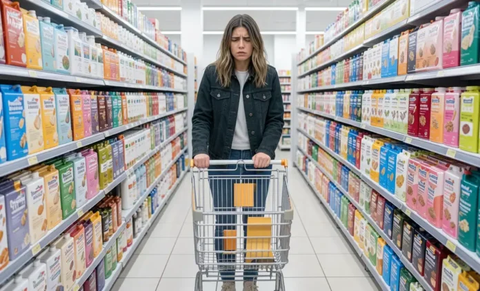 Paradox of Choice Marketing: Consumer Decision Overload Illustration Overwhelmed shopper facing too many options — paradox of choice marketing effect