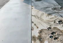 Pressure Washing Driveway Damage: Warning Signs + Fixes pressure washing driveway damage showing etched surface vs clean concrete comparison