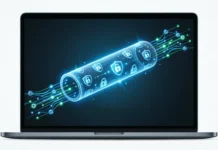 Realistic VPN Protection Expectations: 2026 Reality Check Illustration showing realistic VPN protection expectations with encrypted VPN tunnel and security shields protecting laptop data
