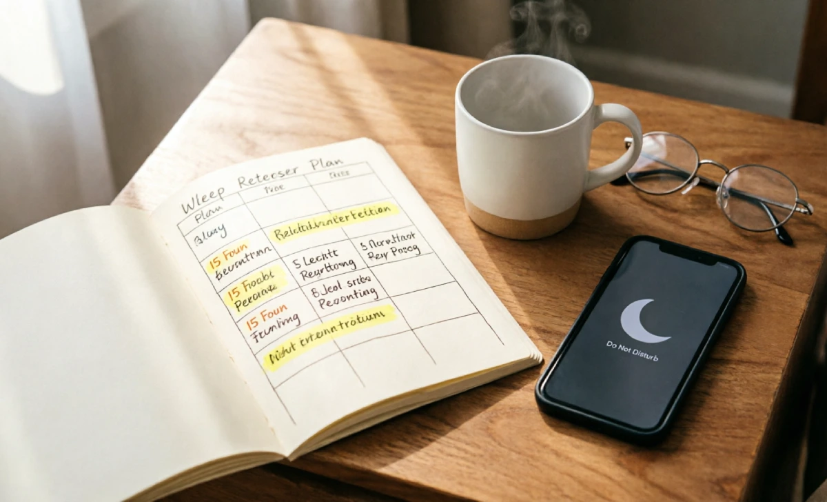 Practical sleep debt recovery planner showing 15-minute bedtime adjustments