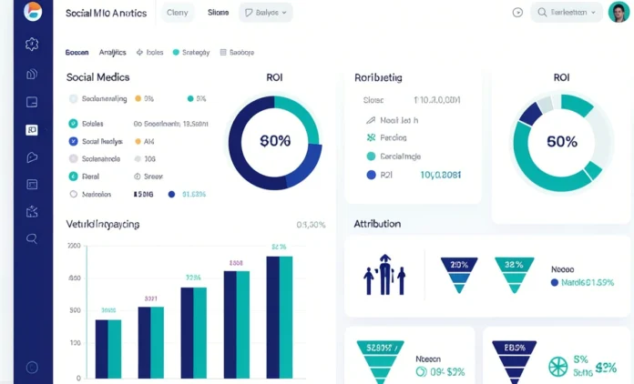 How to Measure Social Media Campaign ROI — Analytics Dashboard Social media campaign ROI dashboard showing analytics metrics and attribution funnel