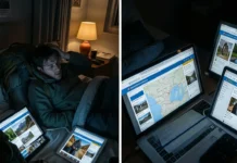 Too Much Travel Research? How Photo Overload Kills Trip Joy Traveler experiencing too much travel research overload with multiple screens vs. enjoying authentic American travel moment