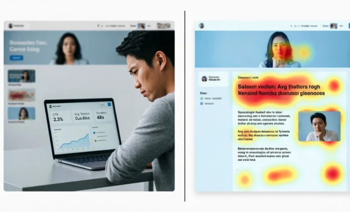 Banner Blindness Reality - Why Visitors Ignore Ads Website analytics showing visitors ignore banner ads with eye-tracking heatmap visualization