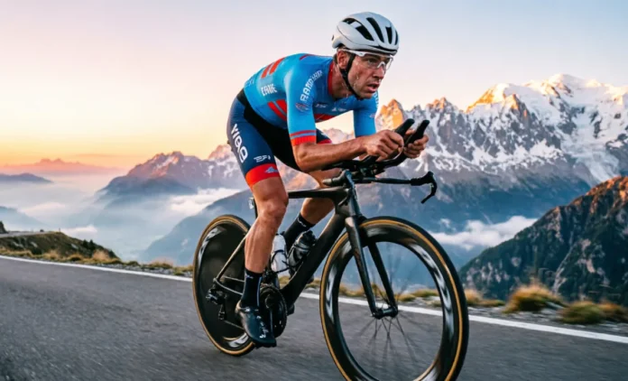 VO2 Max Training for Cyclists - Mountain Climbing Performance Cyclist climbing mountain illustrating VO2 max cyclists guide for endurance training
