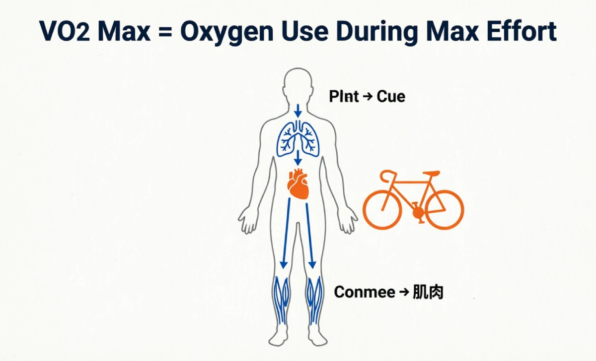 Infographic explaining oxygen use in VO2 max cyclists guide for beginner athletes