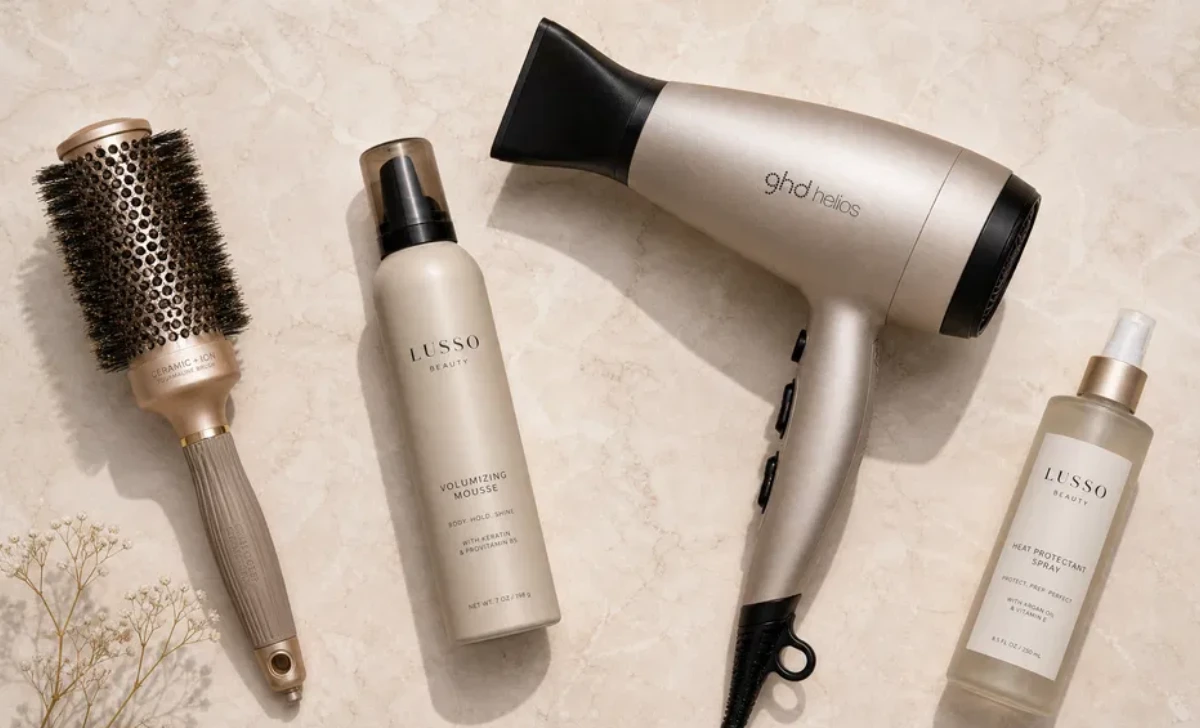 Tools and products for salon-quality blowout hairstyles at home