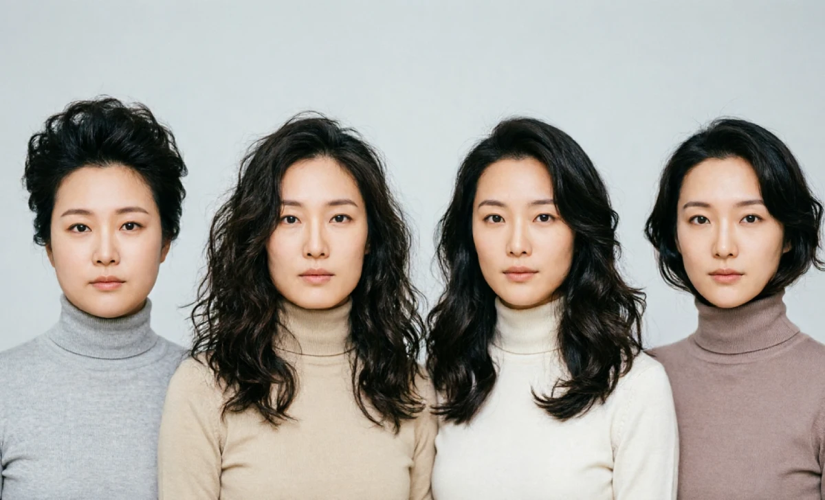 Blowout hairstyles styled differently for round, square, oval, and heart face shapes